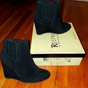 Black Suede Wedge Booties